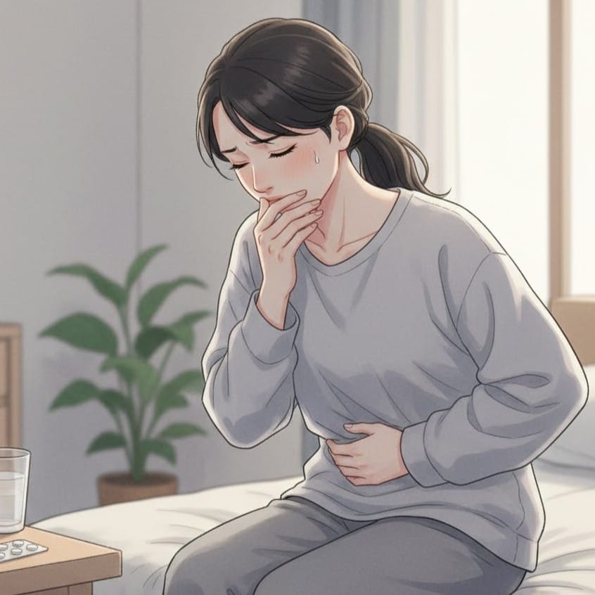 アフターピルで吐き気を感じている女性イメージ図